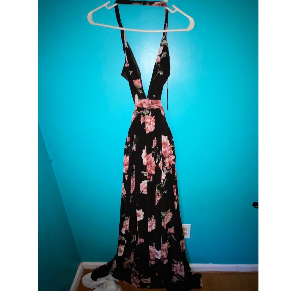Shein long floral low back dress